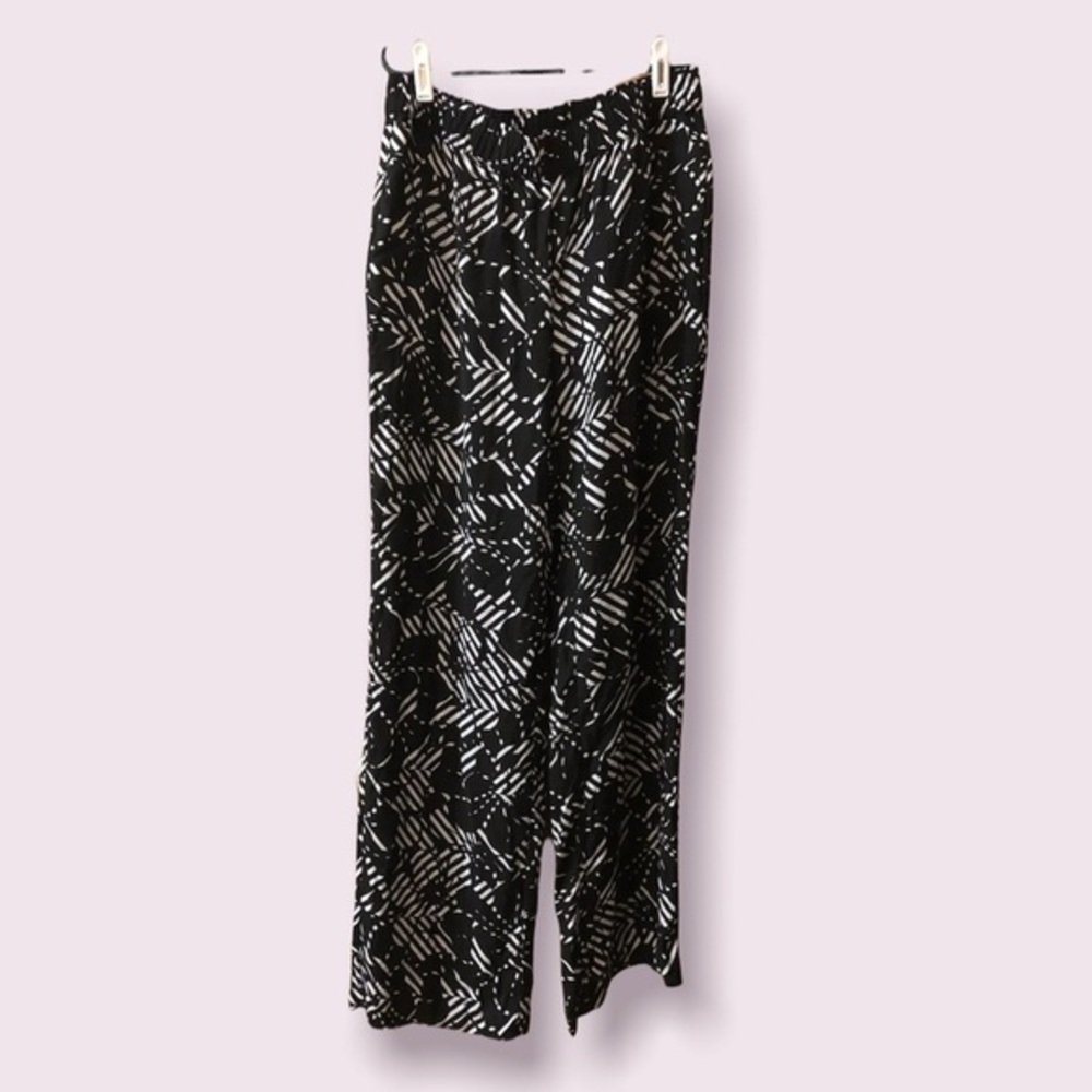 Worthington Black and White Patterned Pants Women’s Stretch Size M‎ Pull-on